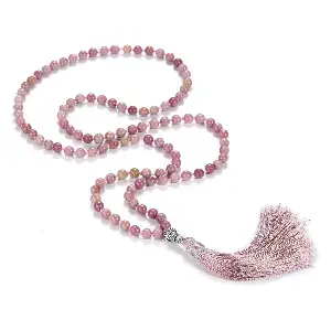 Mala 108 grani da 6 mm in rodocrosite e agata muschiata