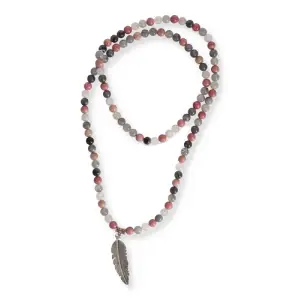 Mala 108 grani in Rodonite e Quarzo Grigio